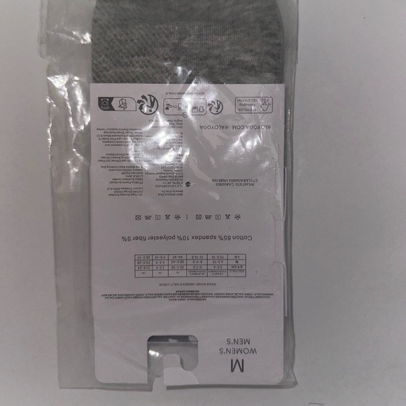 ALO Unisex Half-Crew Throwback Sock Grey One Pair Women's Medium 7-10.5 - Picture 2 of 2